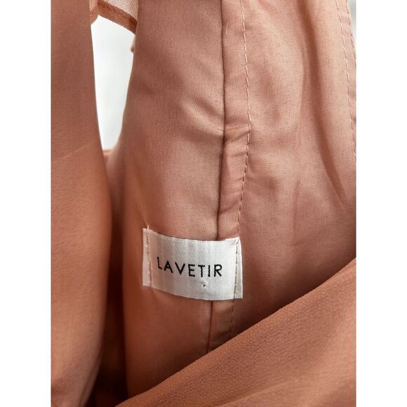 LAVETIR Blush Pink Ruffle Faux Wrap Corset Lace Up Back Maxi Bridesmaid Dress - Picture 6 of 6